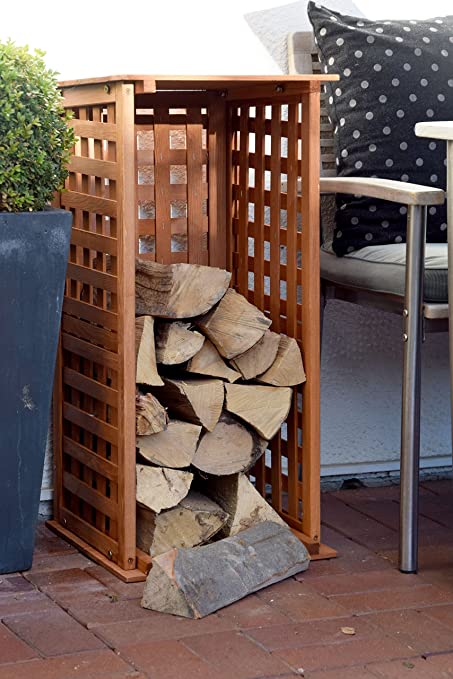 Brennholzregal für innen / kaminholzregal außen- ratgeber 8 Brennholzregal mit Rückwand und Brennholz befüllt